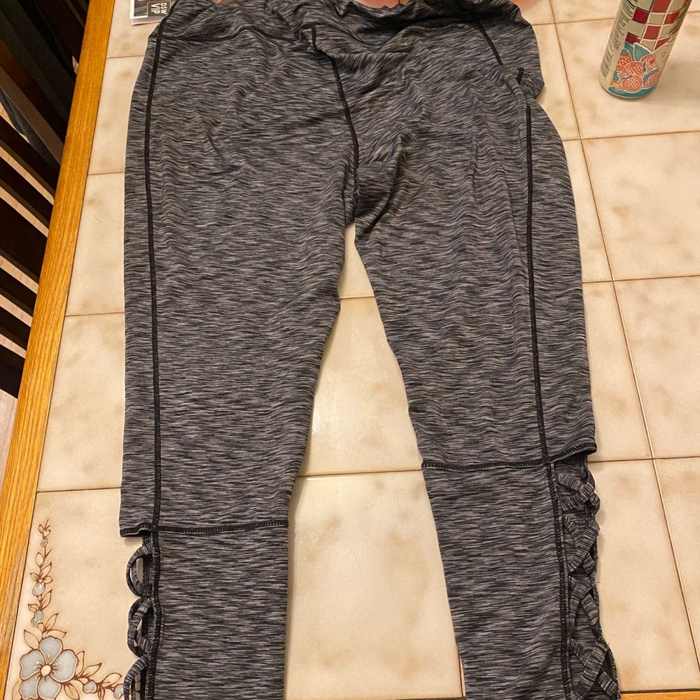 Grey and black active leggings